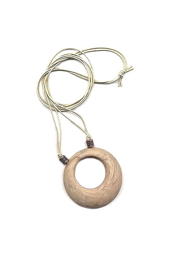 NECKLACE BEIGE MARBLED AMULETT 80CM