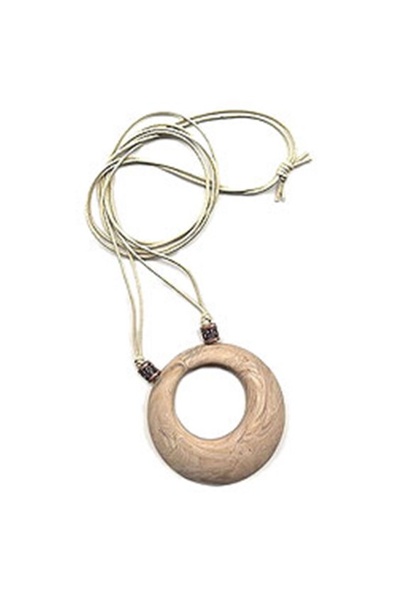NECKLACE BEIGE MARBLED AMULETT 80CM