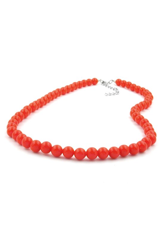 NECKLACE BEADS ORANGE-RED 8MM 70CM