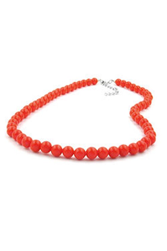 NECKLACE BEADS ORANGE-RED 8MM 40CM