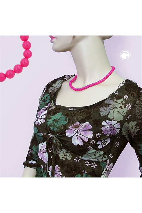 NECKLACE BEADS ROSE-PINK 8MM 45CM