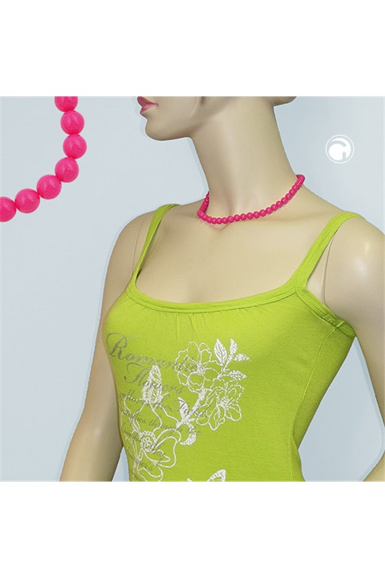 NECKLACE BEADS ROSE-PINK 8MM 42CM