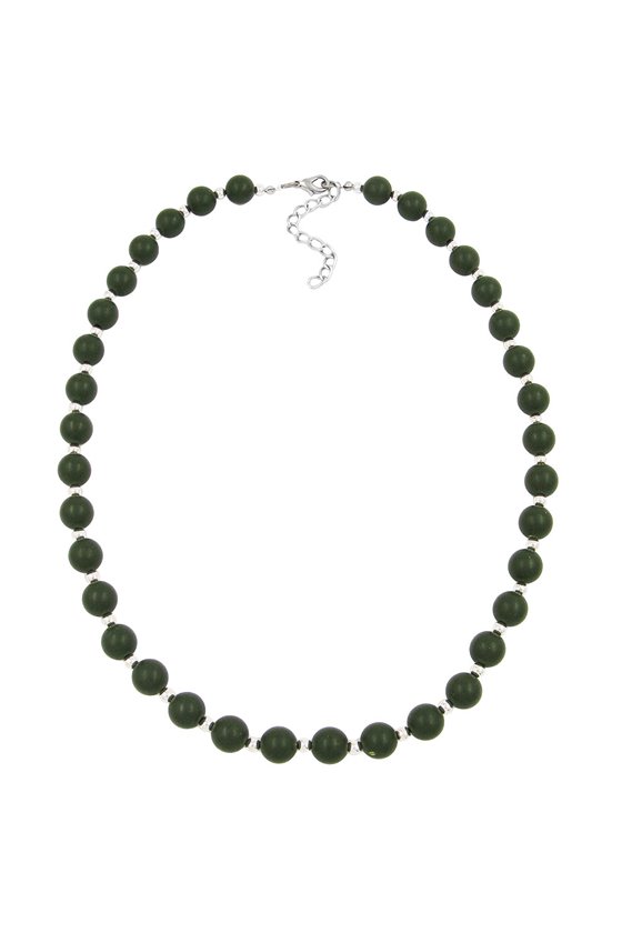 NECKLACE OLIVE GREEN BEADS