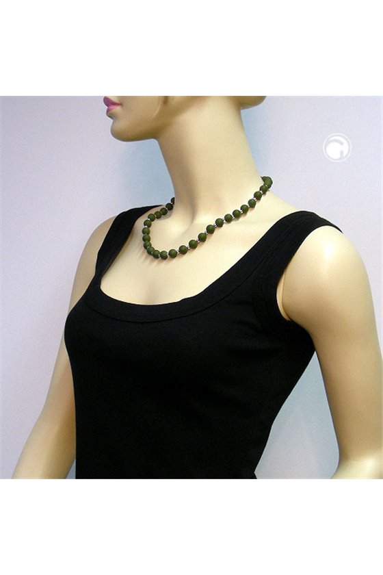 NECKLACE OLIVE GREEN BEADS