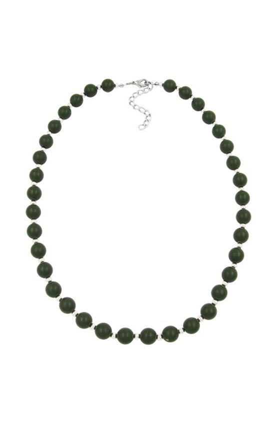 NECKLACE OLIVE GREEN BEADS