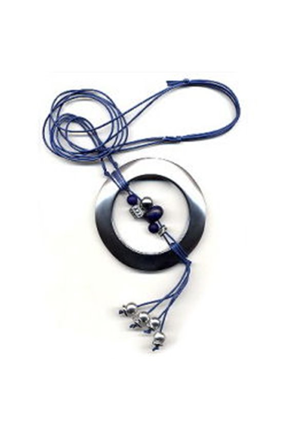 NECKLACE RING SILVER BANGLE & BEADS 110CM