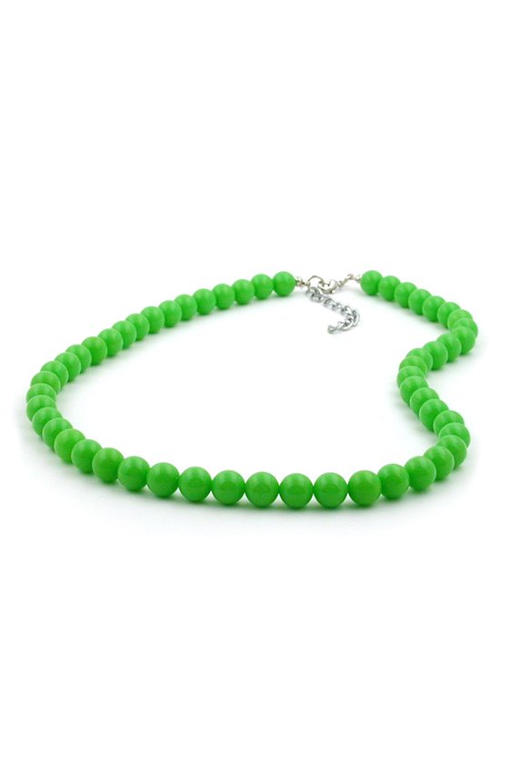 NECKLACE BEADS 8MM GREEN SHINY 80CM