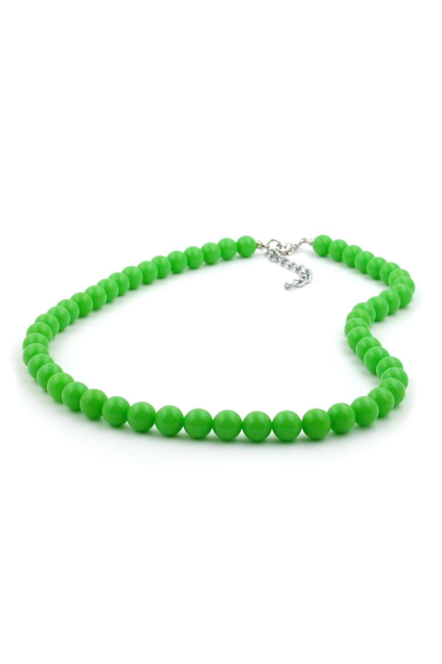 NECKLACE BEADS 8MM GREEN SHINY 80CM