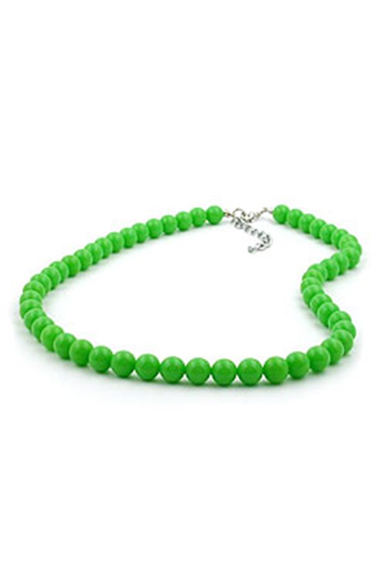 NECKLACE BEADS 8MM GREEN SHINY 80CM