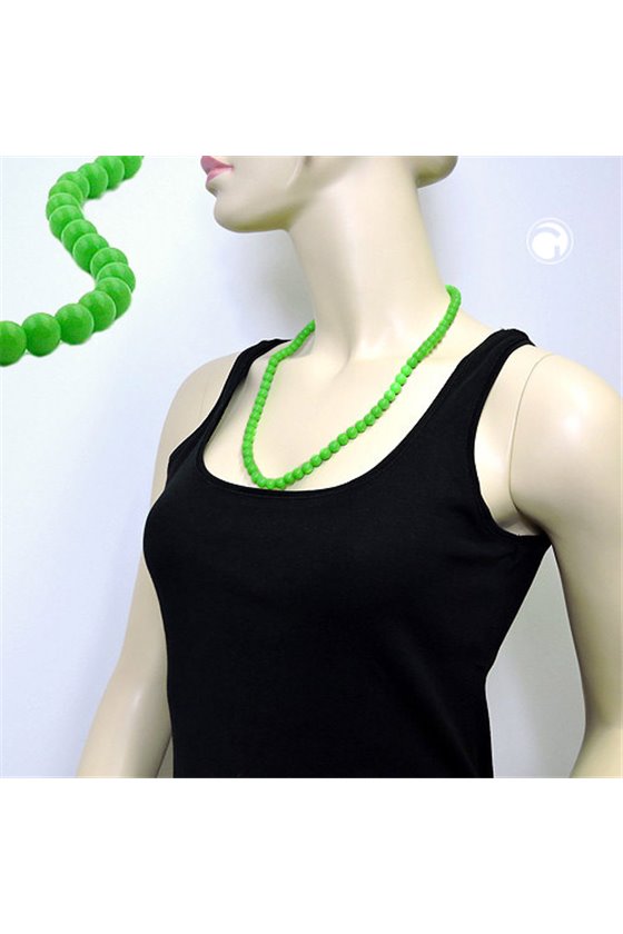 NECKLACE BEADS 8MM GREEN SHINY 60CM