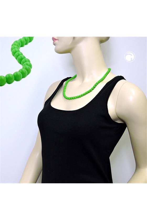 NECKLACE BEADS 8MM GREEN SHINY 55CM