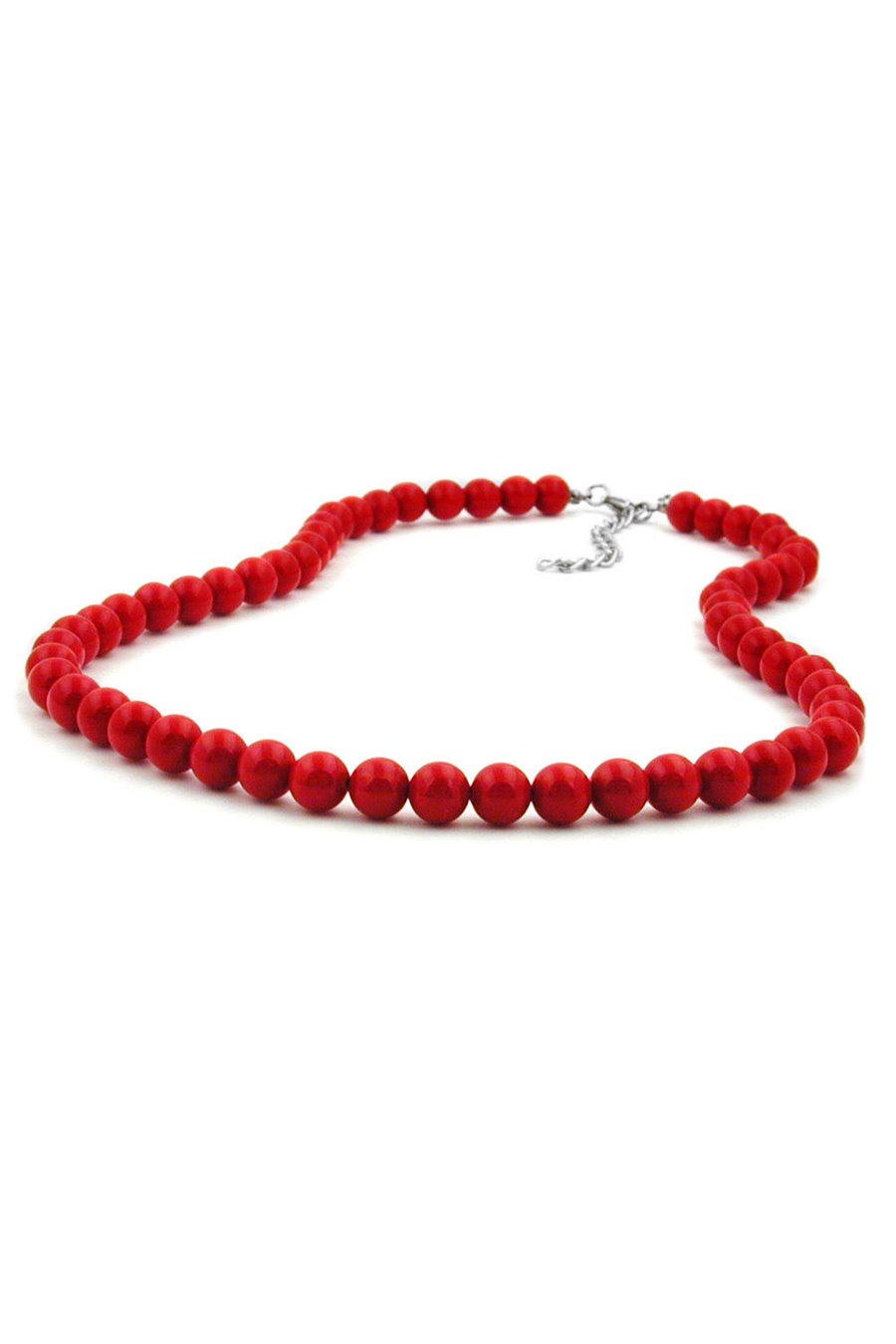 NECKLACE BEADS 8MM RED SHINY 42CM