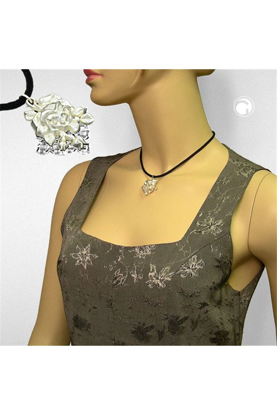 NECKLACE ROSE SILVER-COLOURED/ MATTE-FINISH
