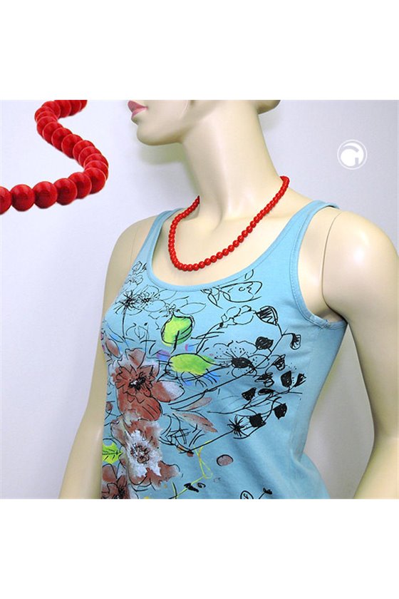 NECKLACE BEADS 8MM RED SHINY 55CM