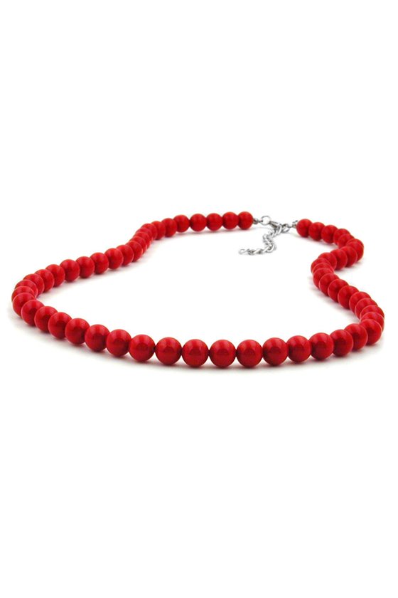 NECKLACE BEADS 8MM RED SHINY 40CM