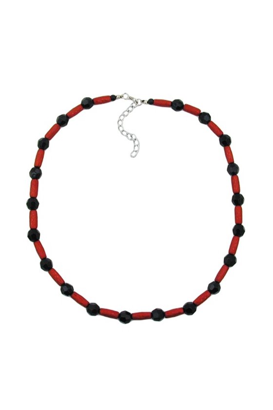 NECKLACE RED AND BLACK BEADS