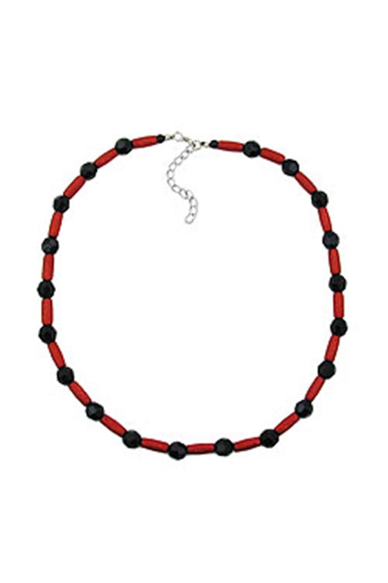NECKLACE RED AND BLACK BEADS