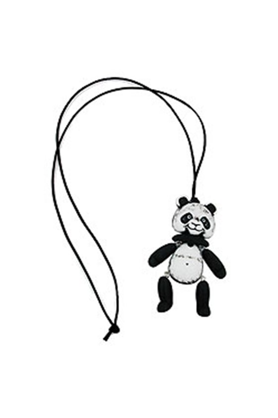 NECKLACE BLACK-WHITE PANDA BLACK CORD 90CM