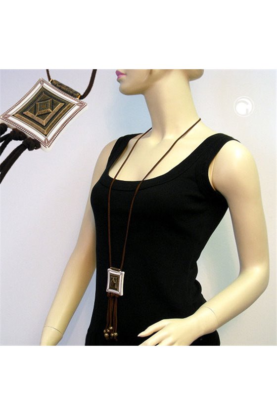 NECKLACE SQUARE IVORY BRASS