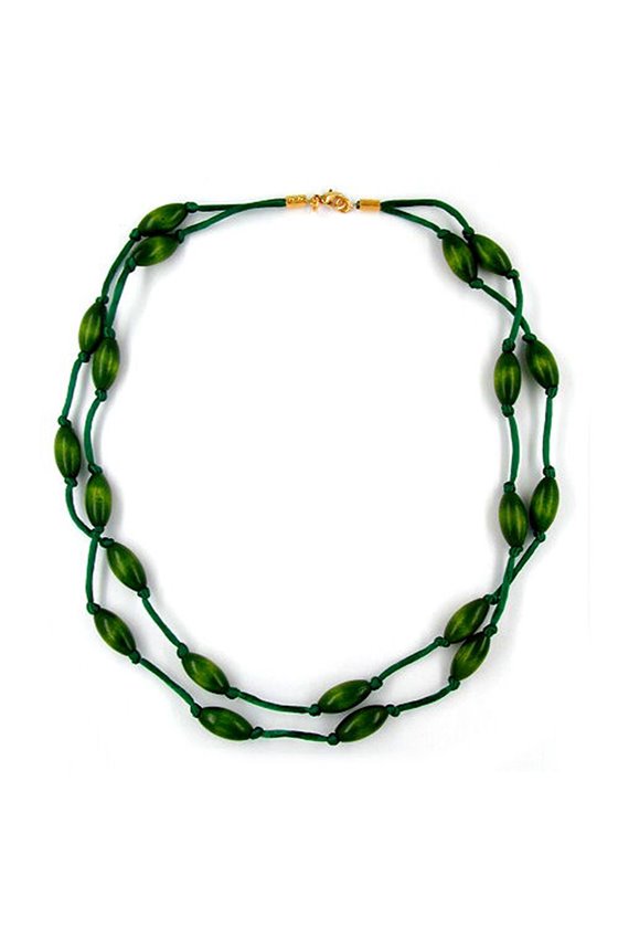 NECKLCE WOOD BEADS GREEN