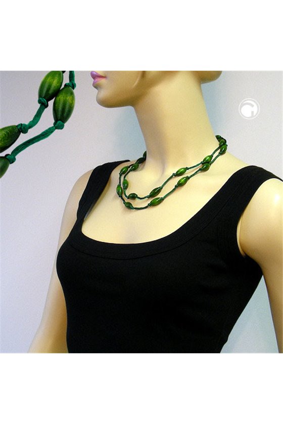 NECKLCE WOOD BEADS GREEN