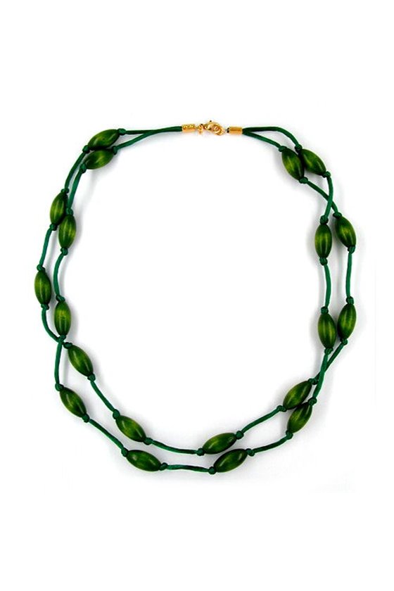 NECKLCE WOOD BEADS GREEN