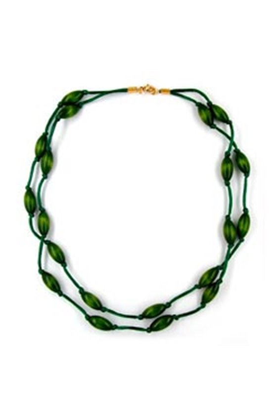 NECKLCE WOOD BEADS GREEN