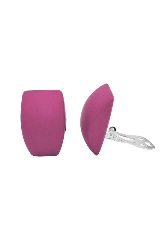 EARRING CLIP-ON TRAPEZIUM PINK MATT