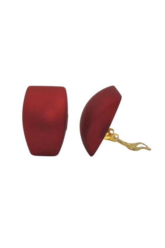 EARRING CLIP-ON TRAPEZIUM LIGHT RED