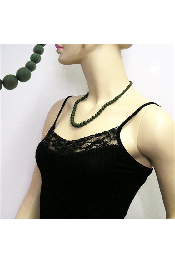NECKLACE BEADS 6/8/10MM OLIVE GREEN