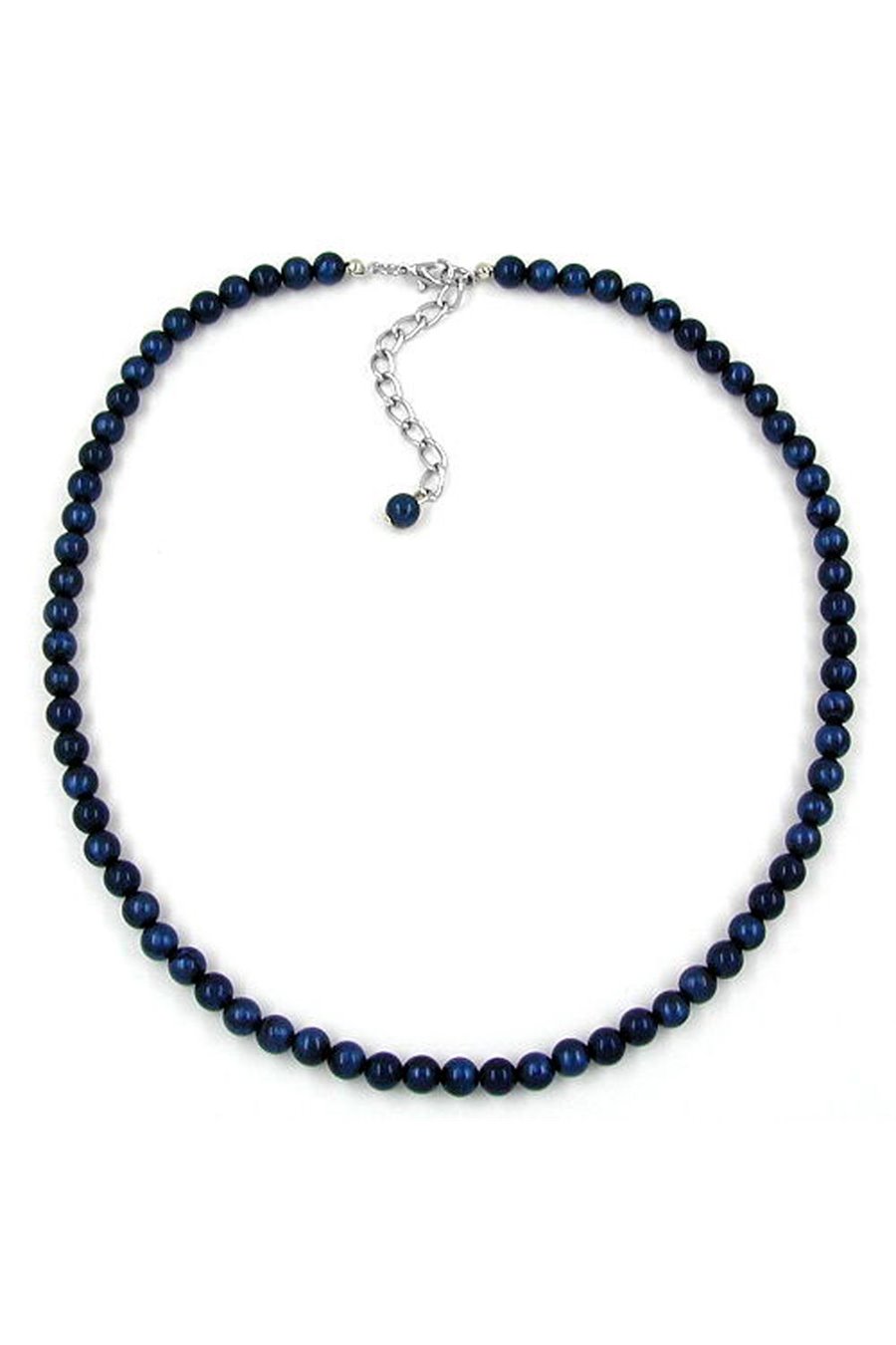 NECKLACE BEADS 6MM STEEL-BLUE