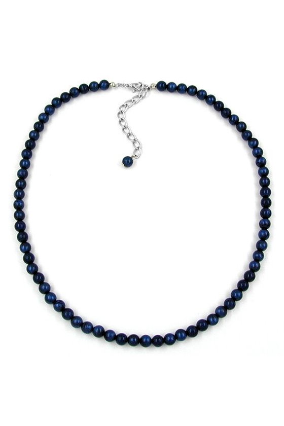 NECKLACE BEADS 6MM STEEL-BLUE