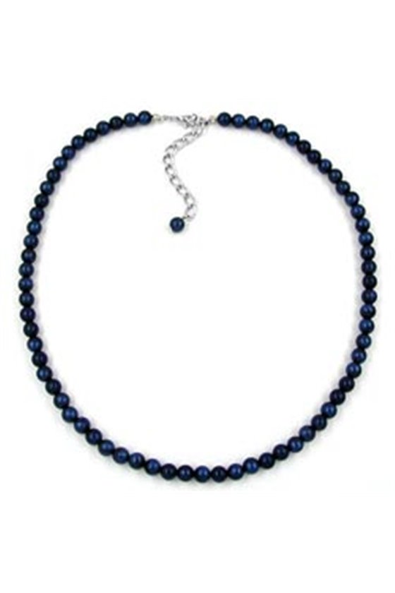 NECKLACE BEADS 6MM STEEL-BLUE