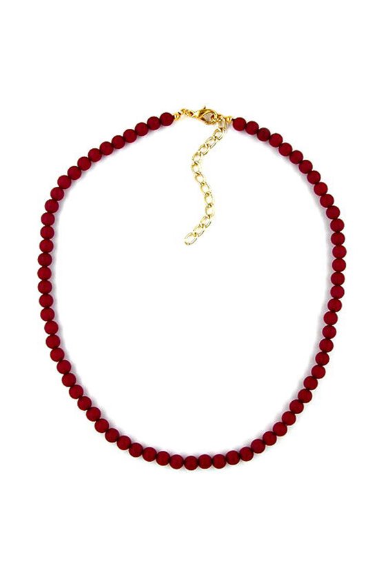 NECKLACE BEADS BORDEAUX/ DULL