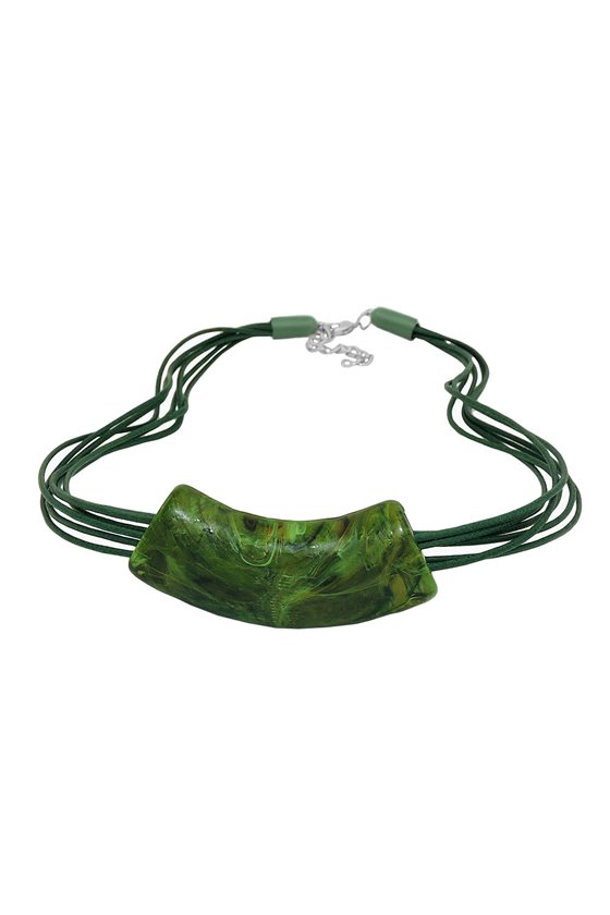 NECKLACE TUBE FLAT CURVED GREEN 50CM