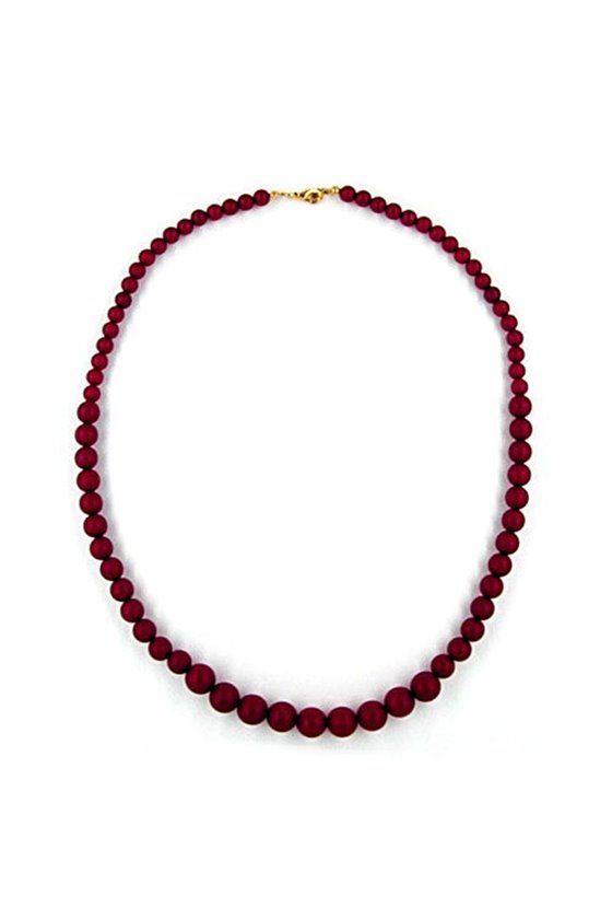 NECKLACE BEAD CHAIN CLARET MATTE MIXED SIZE BEADS 50CM
