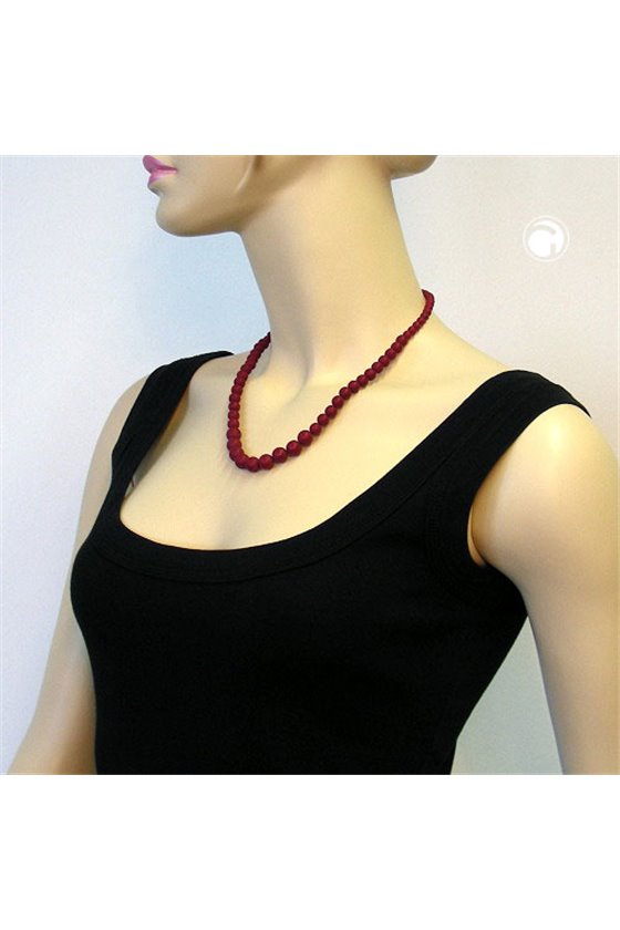 NECKLACE BEAD CHAIN CLARET MATTE MIXED SIZE BEADS 50CM
