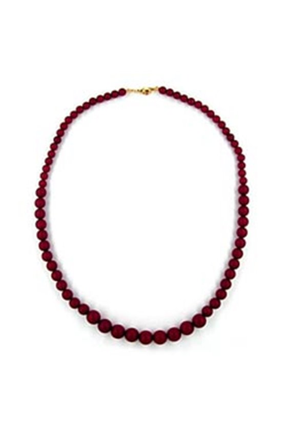 NECKLACE BEAD CHAIN CLARET MATTE MIXED SIZE BEADS 50CM