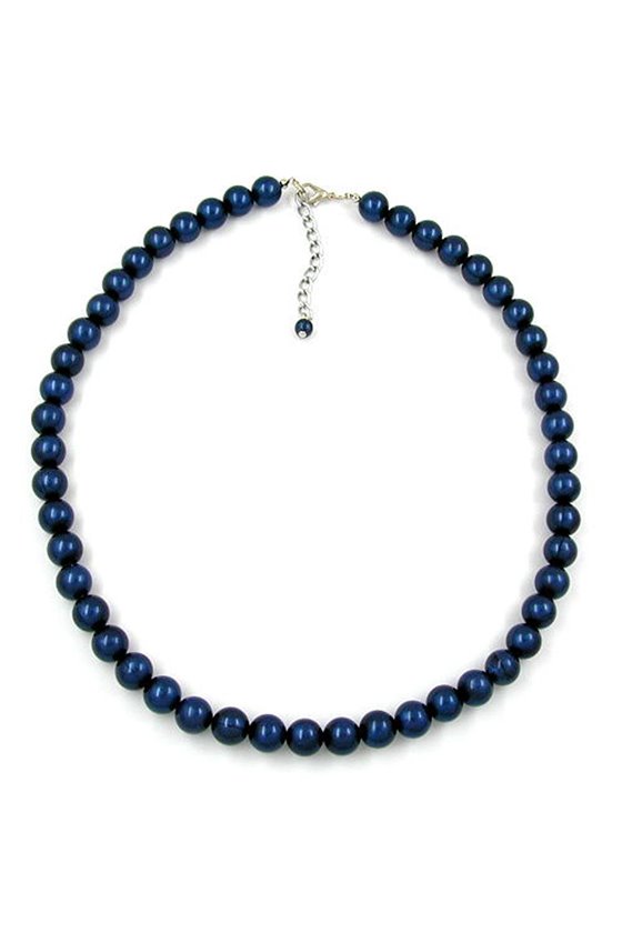 NECKLACE BEADS 10MM STEEL-BLUE 42CM