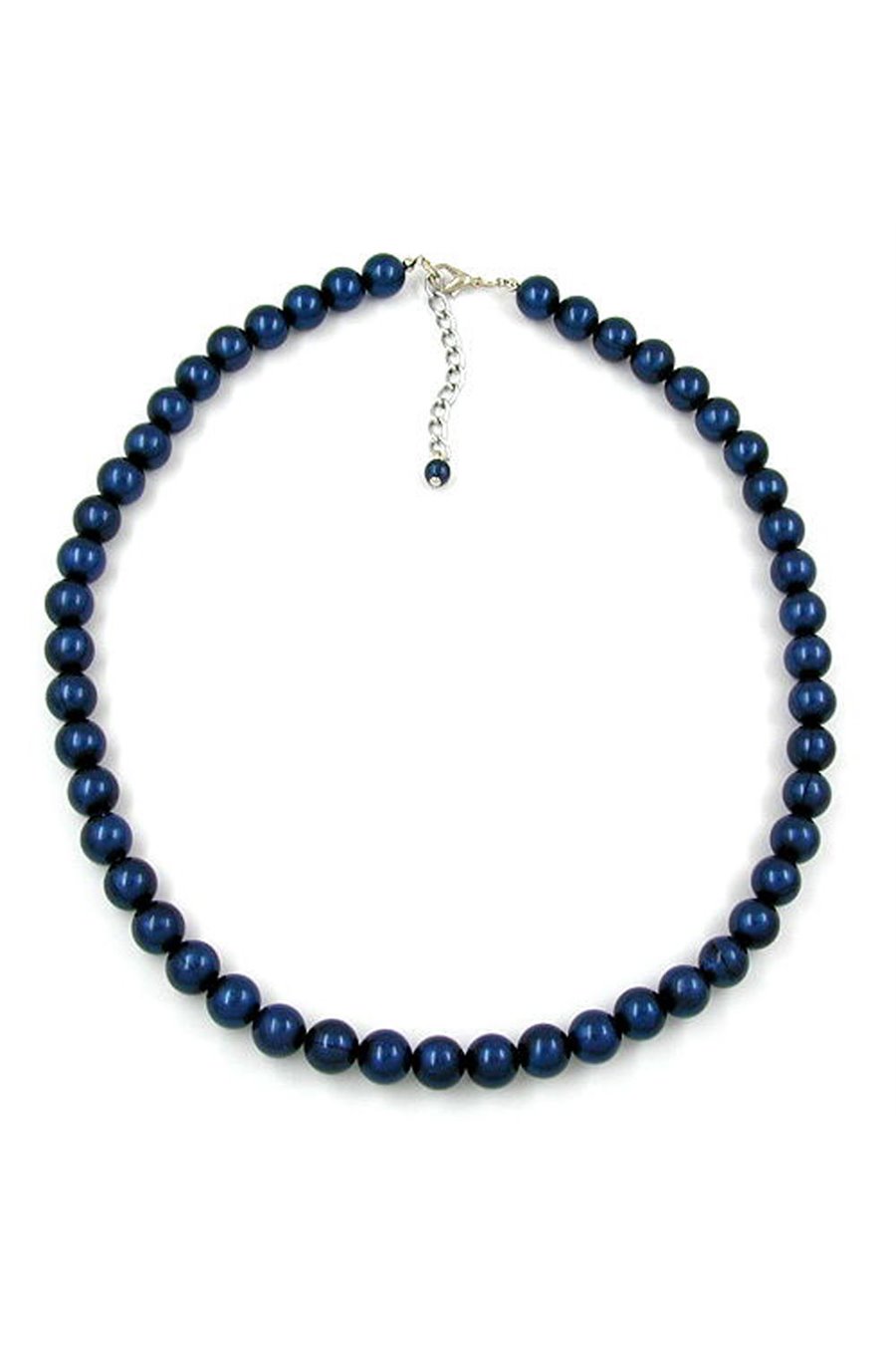 NECKLACE BEADS 10MM STEEL-BLUE 42CM
