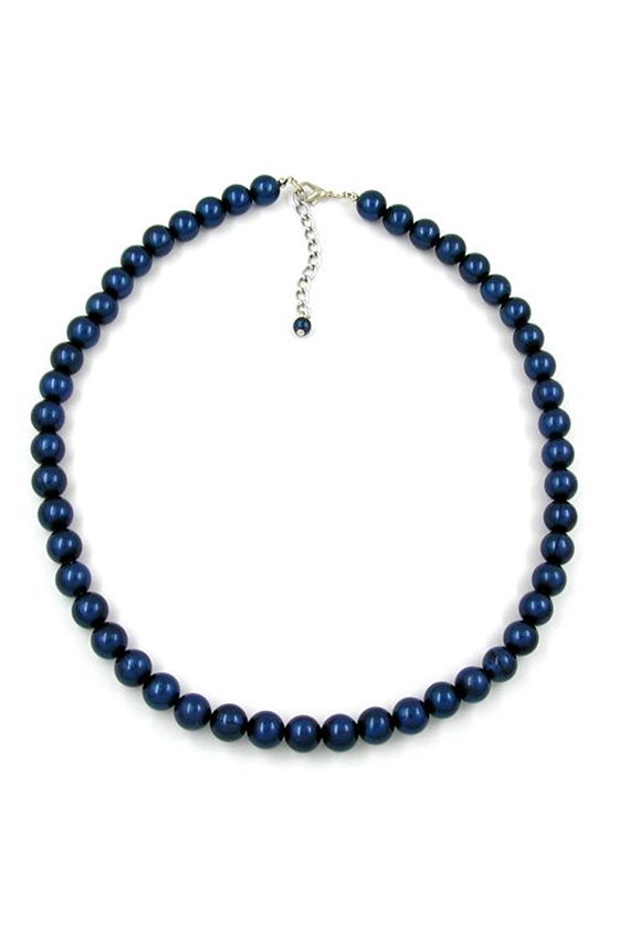 NECKLACE BEADS 10MM STEEL-BLUE 42CM