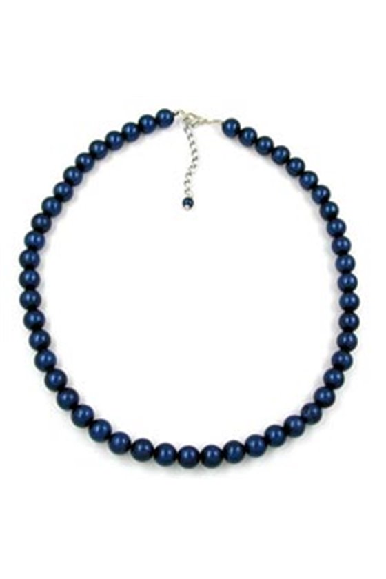 NECKLACE BEADS 10MM STEEL-BLUE 42CM