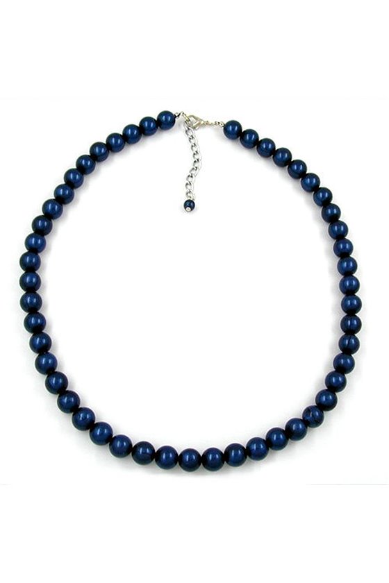 NECKLACE BEADS 10MM METALLIC BLUE