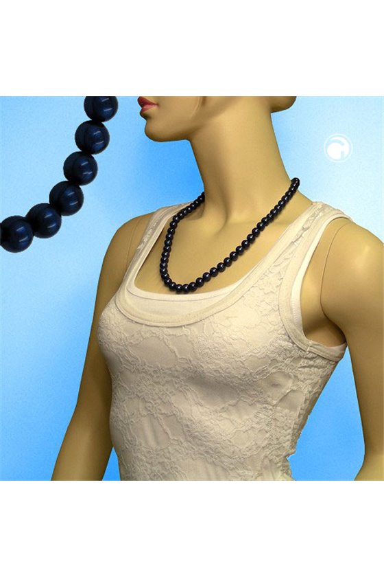NECKLACE BEADS 10MM METALLIC BLUE