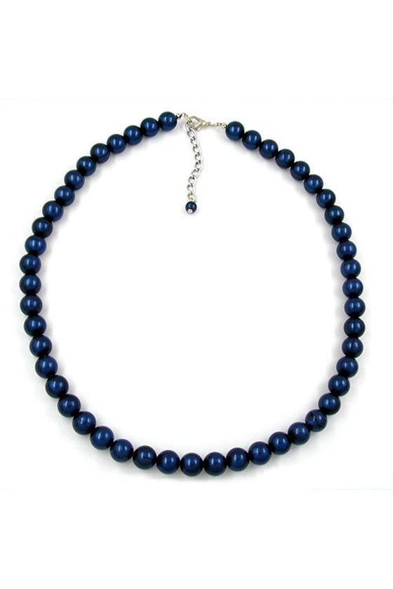 NECKLACE BEADS 10MM METALLIC BLUE