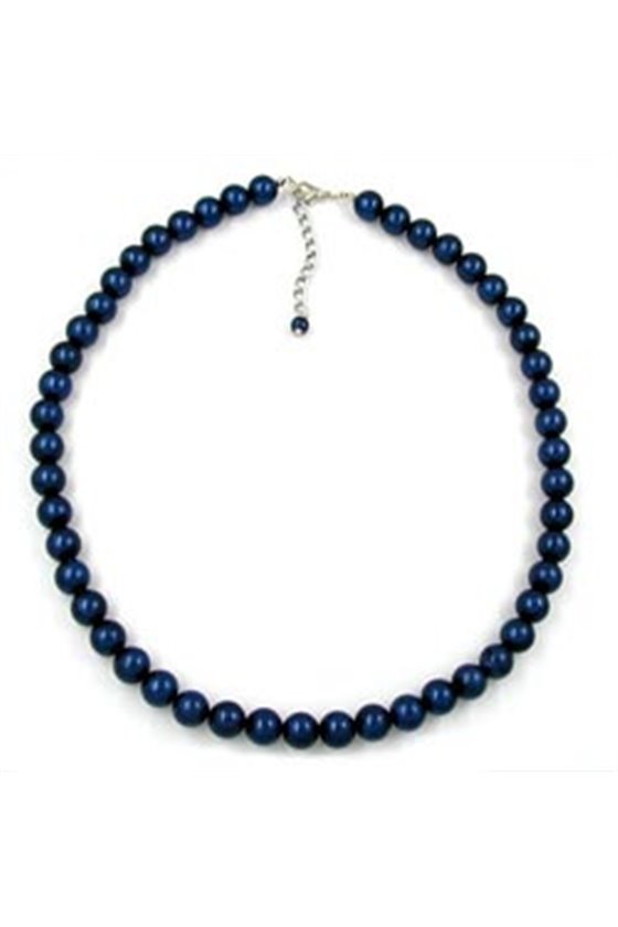 NECKLACE BEADS 10MM METALLIC BLUE