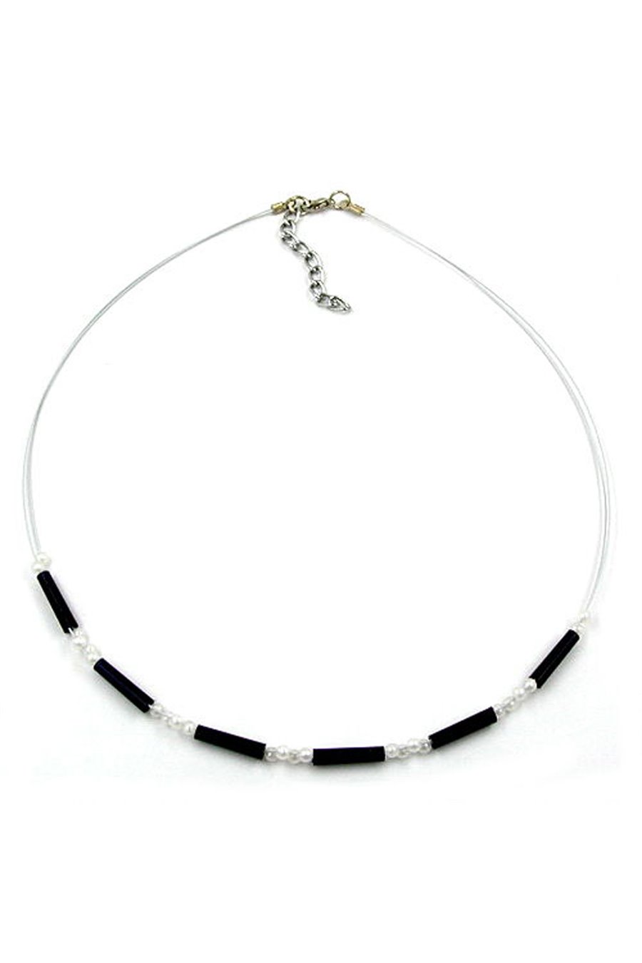 NECKLACE BEADS BLACK PEARLY WHITE