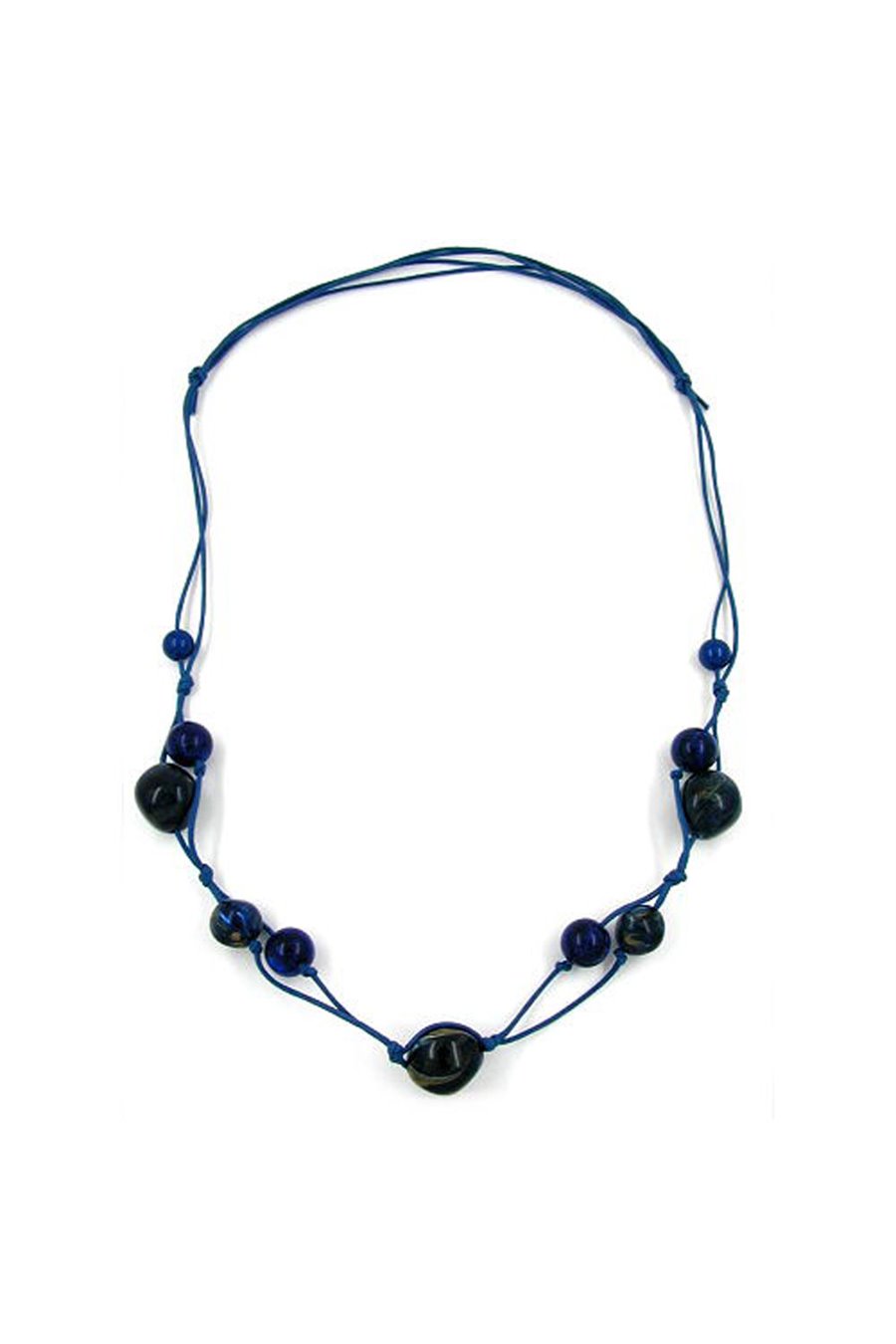 NECKLACE BEADS BLUE MARBELED