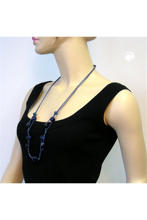 NECKLACE BEADS BLUE MARBELED