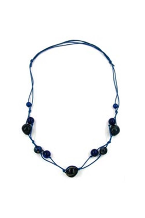 NECKLACE BEADS BLUE MARBELED